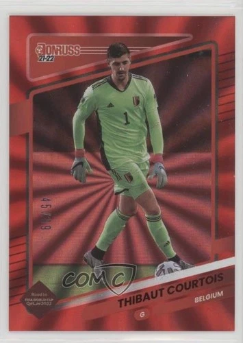 2021-22 Panini Donruss Road to Qatar Holo Red Laser /99 Thibaut Courtois #9