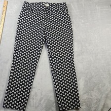 Talbots Black Floral Print Pull On Pants Women's Size 8P Stretch