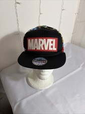 Marvel Snapback Hat Black Comic Print Adjustable OSFM One Size Fits Most