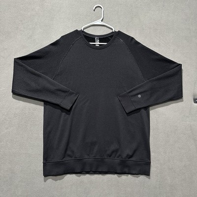Lululemon Sweater Mens XL Black Engineered Warmth Long Sleeve Crew Merino Wool