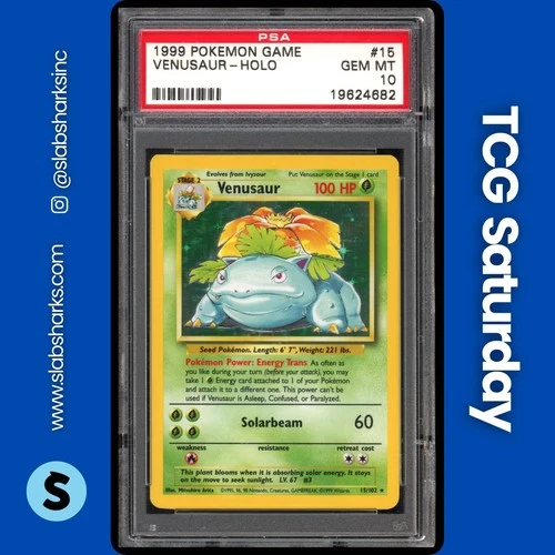 1999 POKEMON BASE SET UNLIMITED #15/102 VENUSAUR HOLO RARE PSA 10