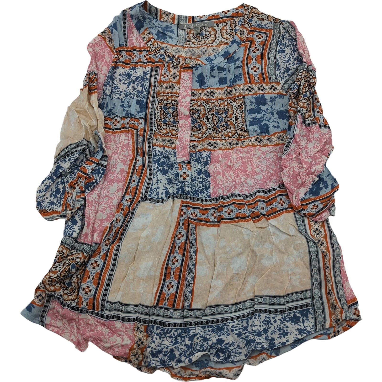 danielrainn S Multicolor Patchwork Print Tunic Top - image 1