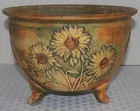 1920s Weller Pottery USA Flemish - Sunflower Footed Jardiniere - Marked Weller