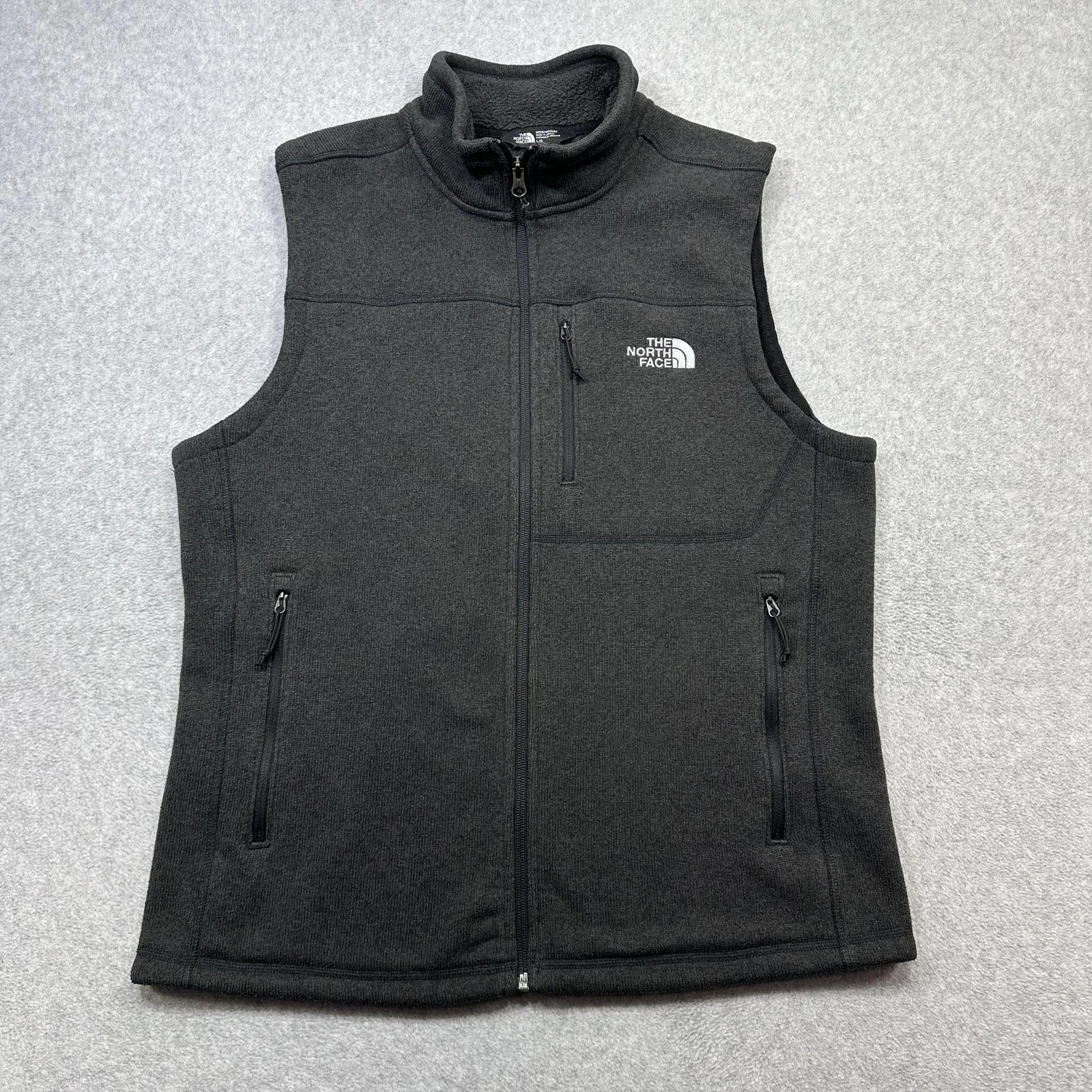 North Face Gordon Lyons Vest Mens Large Gray Fleece Full Zip Outdoor Hiking