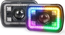 7x6 LED Headlights Halo Amber Turn Signal Compatible with Jeep Cherokee
