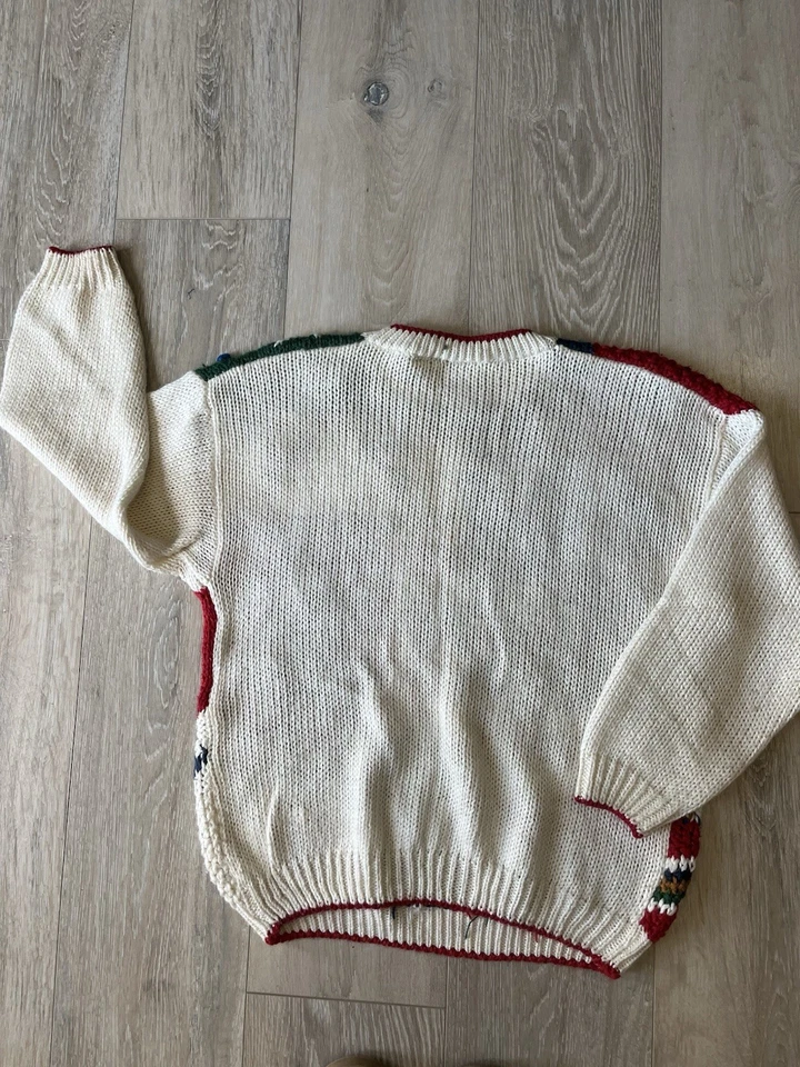 Suéter Pullover Vintage Años 90 Navidad Grueso Tejido a Mano Huntington Ridge • Talla M Foto 4 de 4