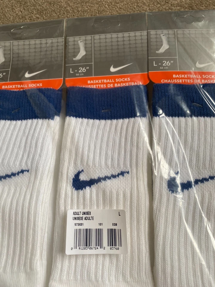 OG 90s NIKE SWOOSH BASKETBALL TUBE SOCKS SKATER RETRO DS OTC 3 PAIR 26" VTG RARE - Image 3 of 4