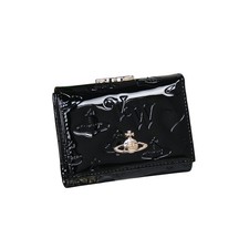 Vivienne Westwood Gamaguchi threefold wallet Color Black Enamel 11cm 9cm 3cm
