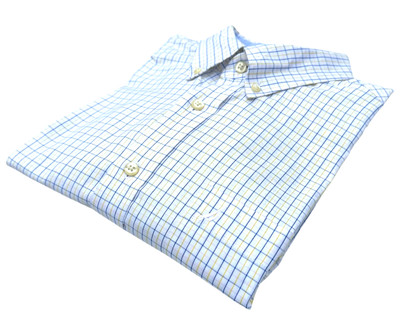 Nautica Shirt Men's UK Size L White & Yellow Blue Striped Long Sleeve Pockets