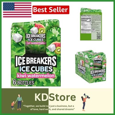Ice Cubes Kiwi Watermelon Sugar-Free Chewing Gum - 240 Pieces in Portable Cub...