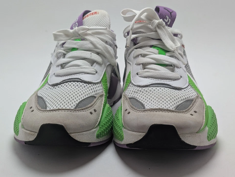 Puma RS-X Negrita Zapatos Fluorescentes Blanco Verde Púrpura Tenis Informales Talla 5.5C Foto 2 de 4