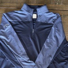 Callaway Weather Series Men's Navy Blue Chevron 1/4 Zip Golf Polo Long Sleeve L
