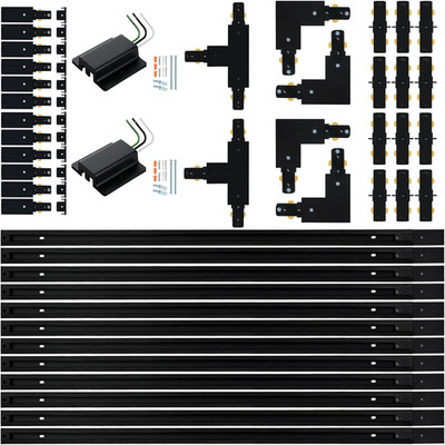 39FT H Track Lighting Rail Kit, Black 120V H Type Track Rail System | Includes F