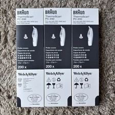 Braun ThermoScan PC 200 Probe Covers for Pro 3000 Pro 4000 200 Count x 3