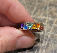 Brand New Stainless Steel Triangle Rainbow Colored Ring Size 8