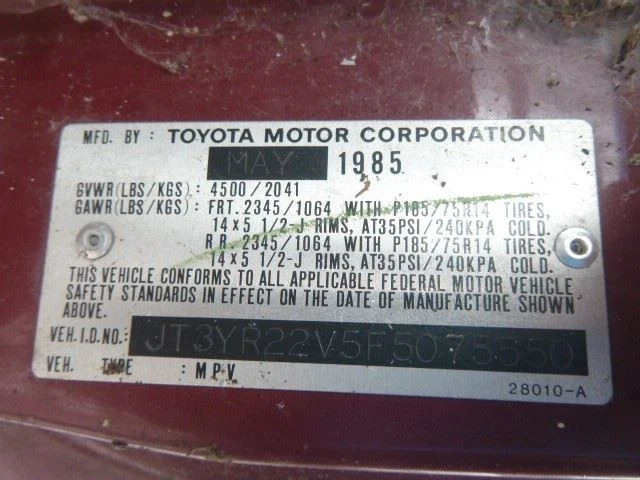 Toyota Sienna 1985 Engine Brain Box 8956128010 2482 Foto 4 de 4