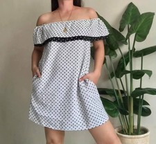 ZARA Collection Polka Dot Off-Shoulder Mini  Dress Size: XS
