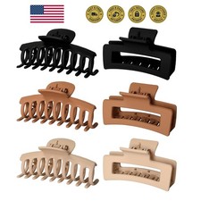 6pcs Medium Large Matte Square Claw Hair Clips for Women: Versatile Styling f...