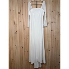 NWT Lulus Lovingly Yours White Mesh Long Sleeve Maxi Dress Wedding Bridal Sz XXS