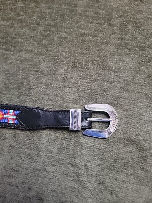 Vintage Brighton Beaded Western Leather Belt~Braided~Aztec  display picture 1