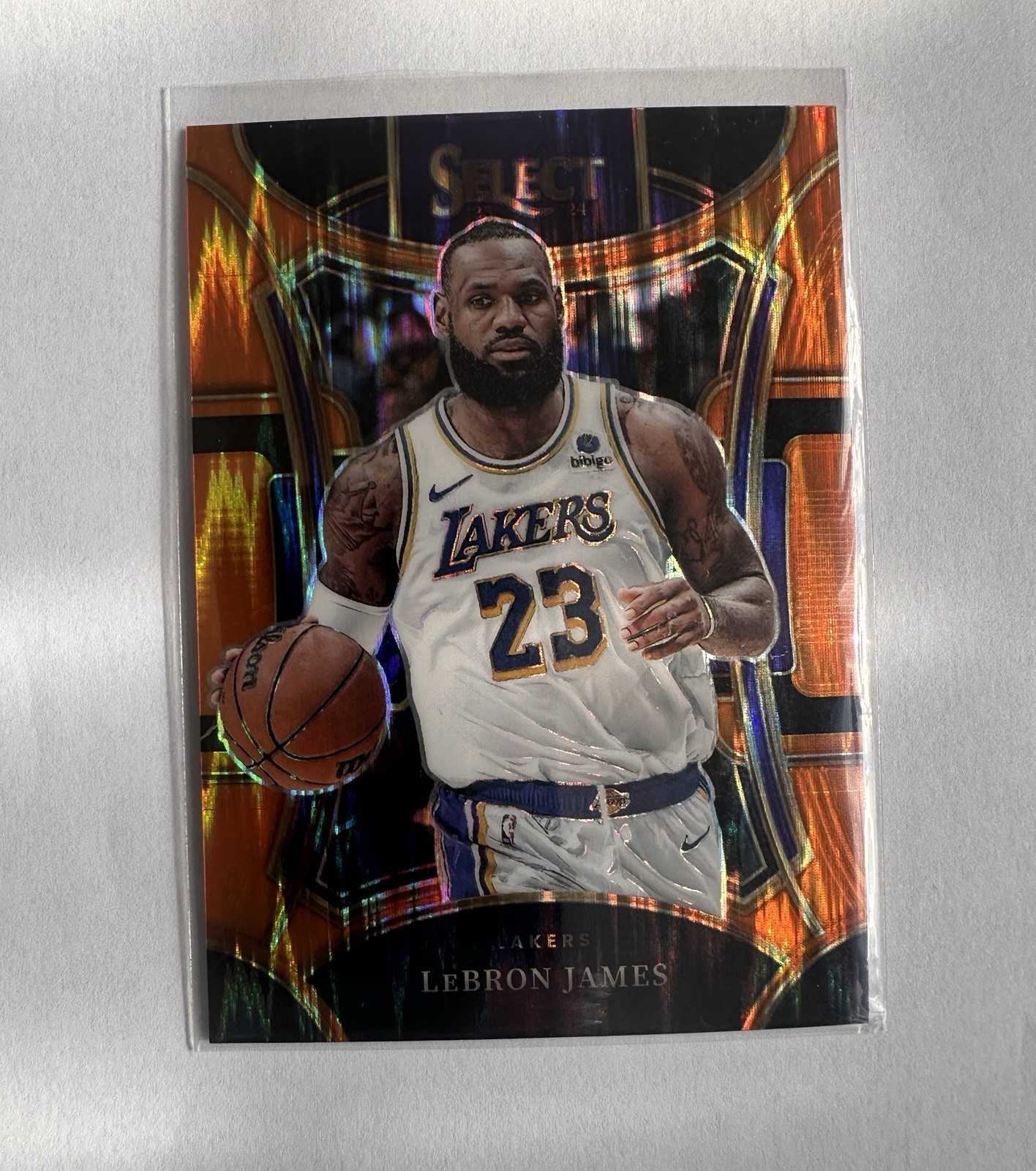 2023-24 Panini Select LeBron James Mezzanine Orange Tectonic Prizm