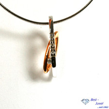 Anhänger 585 Weissgold Rotgold 14 Karat Brillant 0,08 ct.