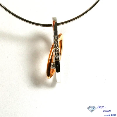 Anhänger 585 Weissgold Rotgold 14 Karat Brillant 0,08 ct. - Bild 1 von 3