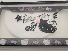 Sanrio Hello Kitty License Plate Frame Black Pink Leopard Hearts 2012