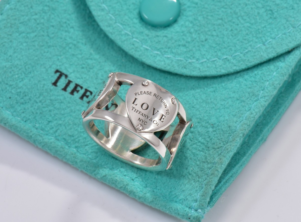 Size 5.5 Please Return Tiffany & Co Love Heart Lock Wide Band Ring