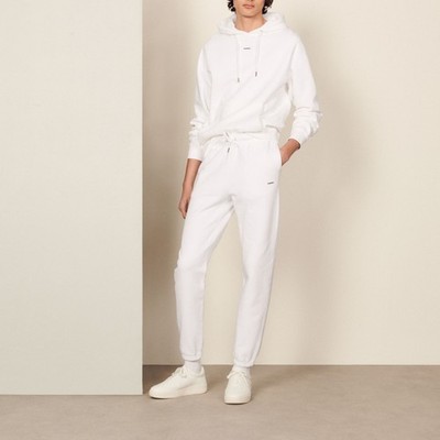Sandro Paris Men's White Embroidered Fleece Jogging Trousers Size L SHPJO00054