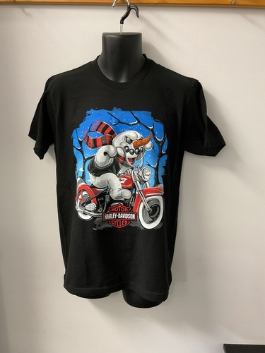 Harley Davidson Men's Christmas Snowman Short Sleeve T-Shirt Black 402942380 - $40.00