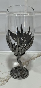 Vintage Veronese Myths & Legends Pewter & Glass Dragon Wine Goblet