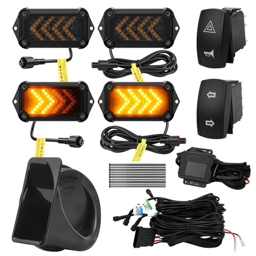Street Legal UTV Turn Signal Kit w/110dB Horn Kit Rock Switch Arrow-Flow Blinker - Foto 14 di 17
