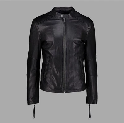 Costume National Black Racer Leather Bomber Jacket - Image 1 of 2