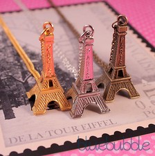 EIFFEL TOWER  NECKLACE 30" CHAIN CUTE KITSCH LOVE PARIS FRANCE FRENCH BOHO CHIC