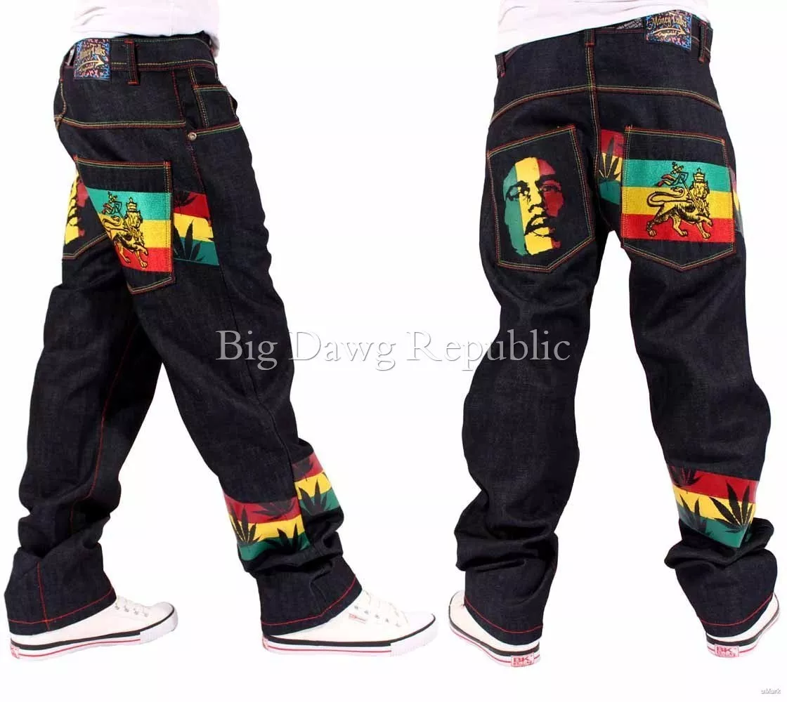 Money Talks Men&#039;s Rasta One Love Loose Denim Time Is Hop Era | eBay