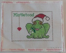 Chris Lewis Mistle toad Frog Santa Hat 14 mesh Hand Painted Canvas NEW