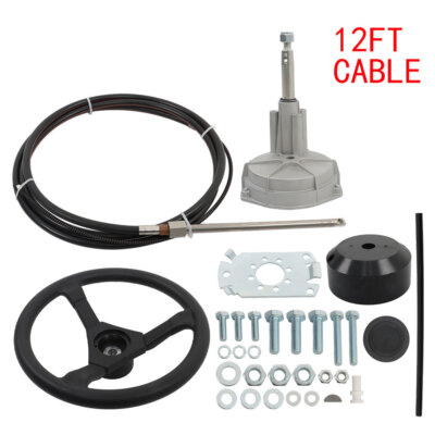 12FT SS13712 Boat Rotary Steering System Outboard Kit & 12Ft Marine Cable US