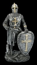 Tempelritter Figur mit Schild und Kampfaxt - Fantasy Mittelalter Krieger Ritter 