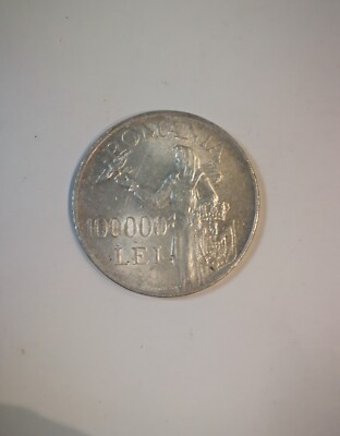100000 Lei 1946 ROMANIA Mihai I Old Silver Coin Genuine  Munzen SILVER VERY RAR