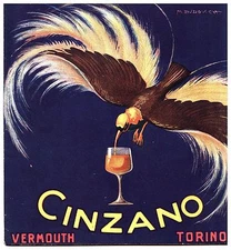 ADVERTISEMENT 1916 VERMOUTH CINZANO WINE BAR M. DUDOVICH TURIN BIRD PARADISE