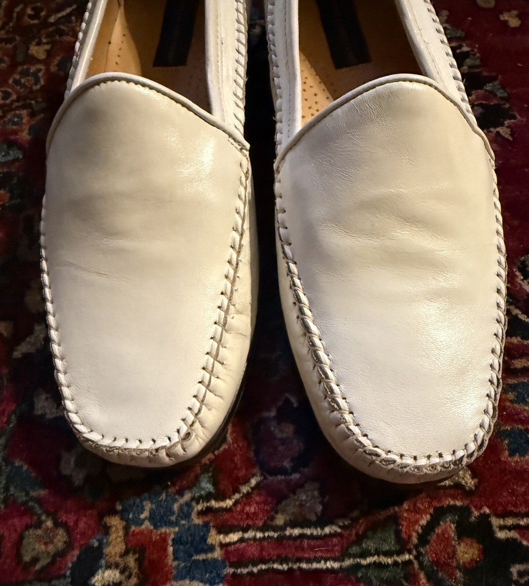 Vintage Giorgio Brutini Mens White Leather Loafers 10 1/2 | eBay display picture 1