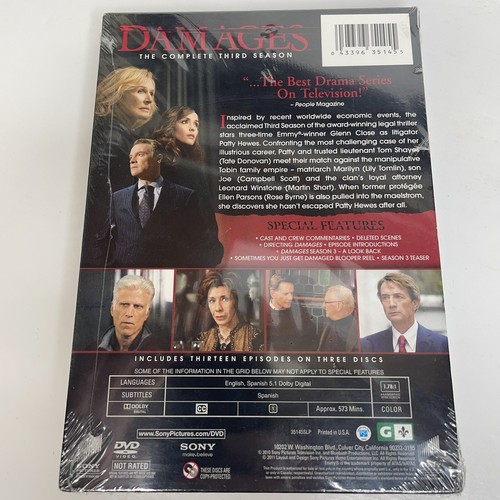 Damages: The Complete Third Season (DVD) Three Disc Set - New, Sealed - Picture 2 of 4