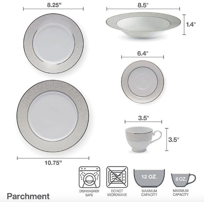 MIKASA PARCHMENT PORCELAIN PLATINUM GRAY FOOTED TEA CUP 6 1/2 OZ BRAND NEW