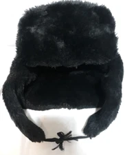 Unbranded Trapper Hat Winter Quilted Interior Black Faux Fur Ear Flap Insulated