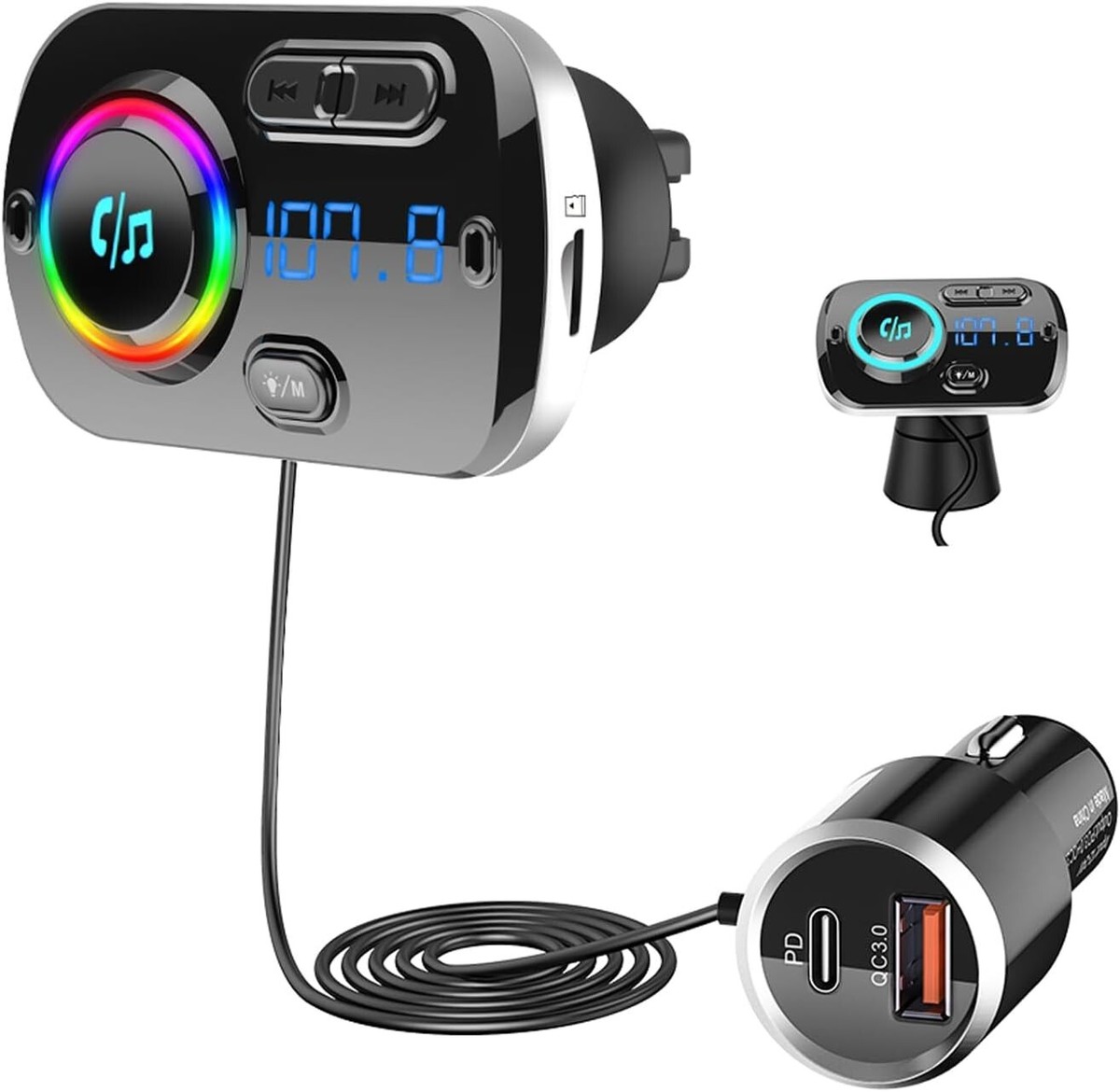 Bluetooth 5.3 FM Transmitter Car Adapter With PD 20W&QC3.0 Fast Charger - View #10