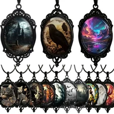 Gothic Pendant Necklace Jewelry Vintage Black Nature Animal Victorian