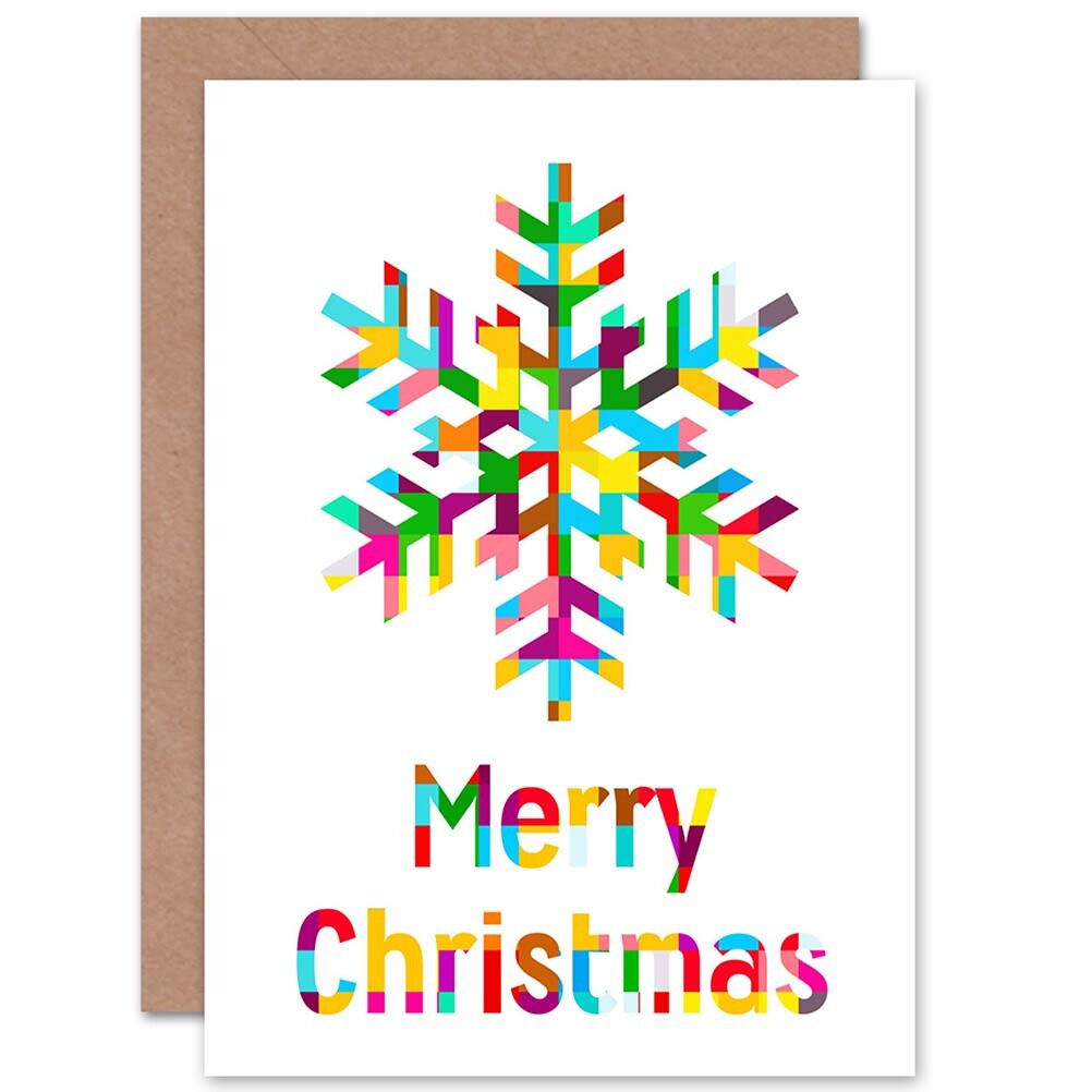 Christmas Xmas Trippy Snowflake Blank Greeting Card With Envelope