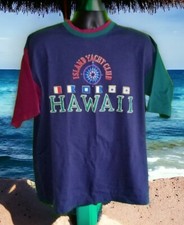 Vintage 90s Hawaii Happy Shirts Colorblock Yacht Club XL Shirt Made in USA
