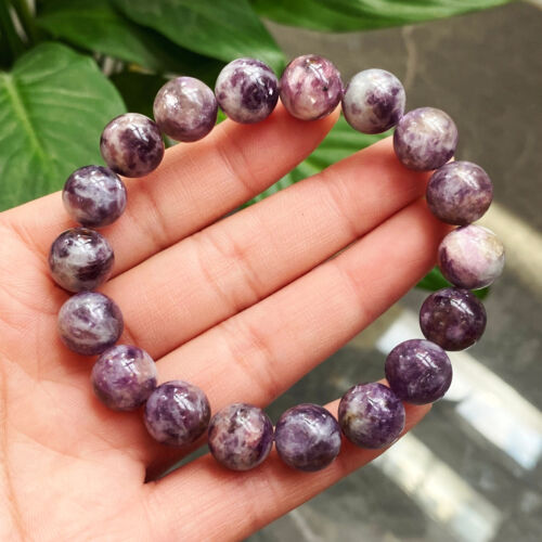 11mm Natural Rare Purple Chrome Mica Crystal Round Beads Bracelet B133 - Picture 1 of 6